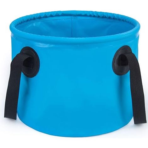Seau extérieur pliable seau de lavage de voiture épaissi seau de pêche en PVC seau de voiture portable extérieur seau de lavage des pieds bleu (1/5)