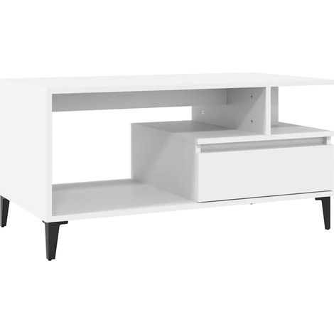 Maison Exclusive - Couchtisch Weiß 90x49x45 cm Holzwerkstoff (1/5)