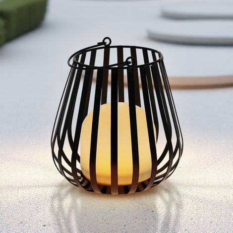 Metall Laterne mit LED Leuchte für Außen und Innen - 23 x 20 cm - Dekoleuchte warm weiß zum Stellen oder Hängen