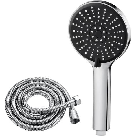 1 Pommeau de douche, 5 jets, ABS multicouches, flexible acier inoxydable, raccord 4 pouces, salle de bain (1/5)