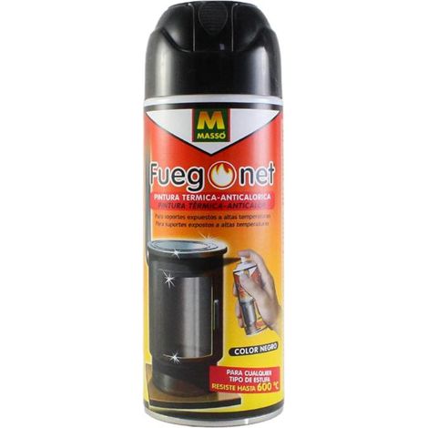 MASSO pintura anticalorica termica negra 400ml , Pintura anticalórica Masso Pintura en spray formulada para proteger y decorar superficies metálicas que requieran resistencia a (1/3)