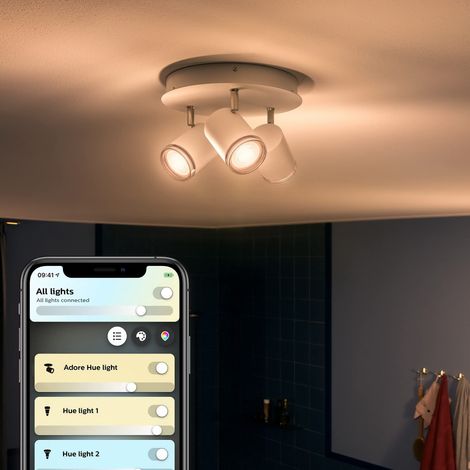 Spot plafonnier spirale 3x5.5W salle de bain - Blanc (télécommande incluse), compatible Bluetooth (1/5)