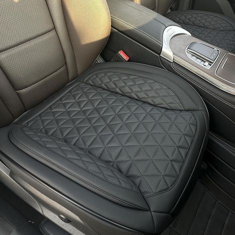 2er-Pack Leder-Vordersitzbezüge nur unten, rutschfestes Sitzkissen, universeller Sitzschutz, geeignet für die meisten Autos, SUVs, Vans (schwarz, 52 × 52 cm) (1/5)