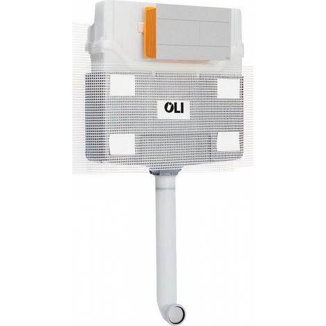 OLI 120 Plus Mechanical Mid Height Concealed Cistern and Slim White Dual Flush Plate with Rectangular Push Buttons (1/3)