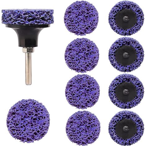 Disques abrasifs violets, lot de 10 disques à lamelles 50mm pour nettoyage métal, peinture, rouille, surface sur meuleuse d'angle. (1/5)