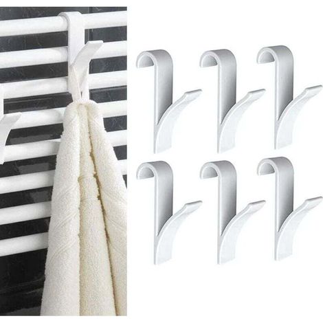 Ensemble de crochets pour sèche-serviettes, crochet pour radiateur sèche-serviettes, crochet de radiateur en plastique blanc, crochet pour radiateur de salle de bain (1/4)