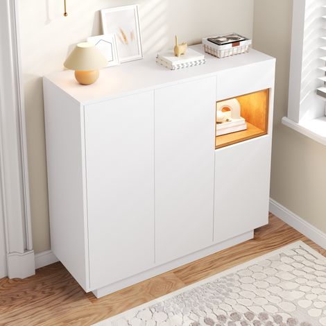 Schrank Regal Aufbewahrung 105 cm mit LED Schublade OKMYHOME (1/5)
