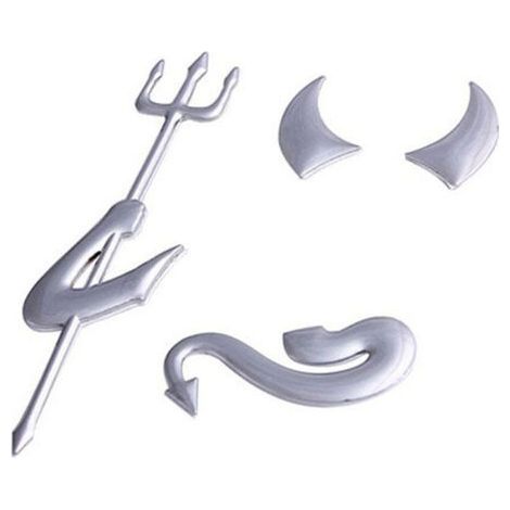 Autocollant Sticker Voiture Diable, Argent (1/4)