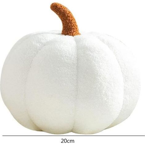 Blanc Citrouille Peluche Coussin, 20CM Ultra Doux Moelleux Peluche Citrouille Coussin, Coussin Automne Halloween, Canapé Coussin (1/3)