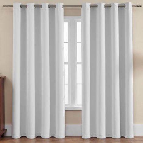 Rideaux occultants, lot de 2, rideaux modernes isolants thermiques pour salon et chambre - Blanc - 132 x 183 cm