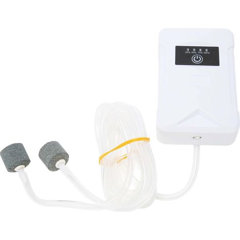 Pompe à oxygène pour aquarium, silencieuse, rechargeable par USB, avec 2 modes d'alimentation et double sortie. Pompe à air portable pour aquarium et aquarium de pêche. (1/5)