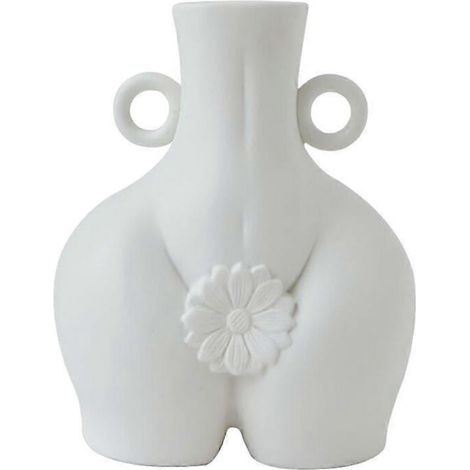 Vase en céramique avec tatouages représentant un corps humain, centre de table, idéal pour les compositions florales, décoration de salon, pot de fleurs décoratif, cadeau