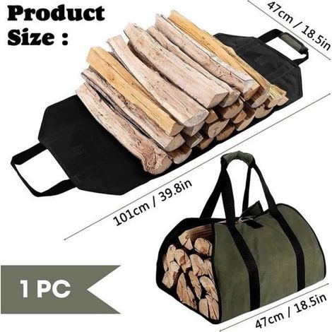Sac de Transport pour Bois de Chauffage, Tissu Oxford Sac à Bche Cheminée, Sac Transport Buches Résistant à Eau,(Jaune) (1/4)