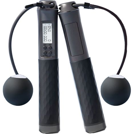 1 Corde à sauter,Compteur numérique,Mode sans fil,Réglable,PVC et acier,Poignées silicone,Intérieur et extérieur (1/5)