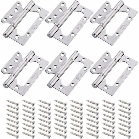 Türscharniere, 6 Stück, Scharniere aus Edelstahl 304, 4 Zoll, Falttürscharnier, Kugellagerscharnier mit 16 Stück Schrauben, Scharnier für Wohnmöbel (1/4)
