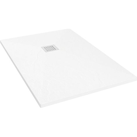 Plato de Ducha Resina Napoles – Plato de Ducha Antideslizante, Antibacteriano y Ligero - Blanco 70x100 cm- Incluye Rejilla Acero y Válvula