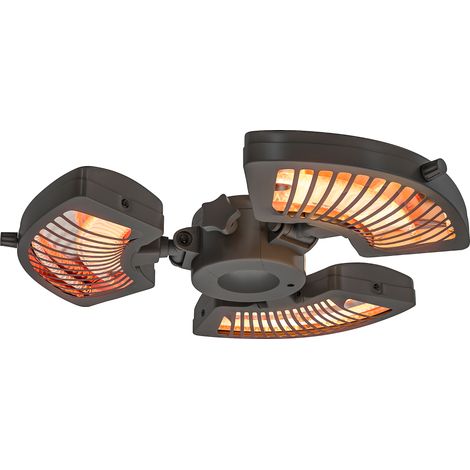 Outsunny estufa exterior eléctrica, 2400W, con 3 niveles de calentamiento, protección antivuelco, IP44, para sombrilla, terraza y patio, negro (1/5)