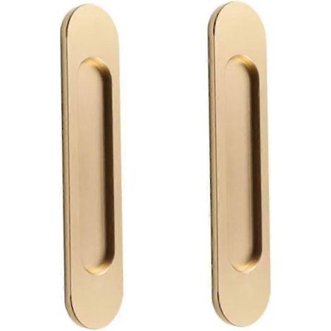Poignées de porte autocollantes ovales pour portes coulissantes, portes de grange, fenêtres et placards  poignées en alliage d'aluminium (2 pièces, or)SZXM (1/5)