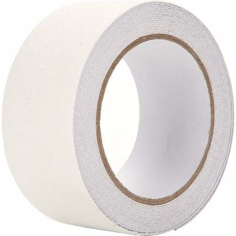 White Anti-slip Adhesive Tape for Stairs, Steps, Floors, Safety Decoration, 5m x 5cm in Transparent Colored PVC (1/5)