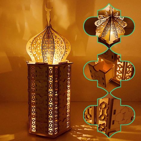 Aïd Moubarak pour les ornements en bois du palais, les lanternes LED, les calendriers et les objets d'art pour meubles. (1/4)