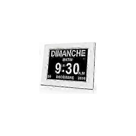 Horloge calendrier numérique monobloc 7 pouces avec date et heure - Horloge Alzheimer pour les parents, rappel de médicaments pour les grands-parents et les enfants - Blanche