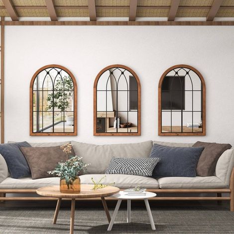 Specchio da parete ad arco, design decorativo per finestra, 60x90 cm