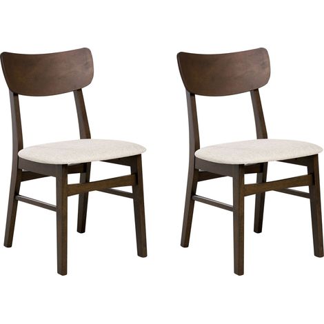 Set of 2 Dining Chairs ANOKA Wood Dark Brown/ Beige