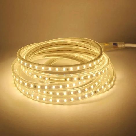 (Lumière blanche chaude, 1 mètre) Bande lumineuse LED AC 220V, bande lumineuse LED flexible, étanche. (1/5)