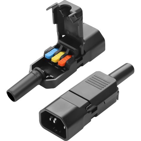 Adaptateur secteur C14, 10 A IEC320 Adaptateur secteur C14 à connexion automatique, 2 pièces (C14 mâle) (1/5)