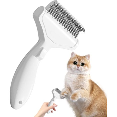 Peigne de toilettage pour chat – Outil de toilettage incurvé, Matériel en acier inoxydable haute densité avec géométrie de poils inclinés et poignée de traction ergonomique pour poils longs, lâches (1/5)