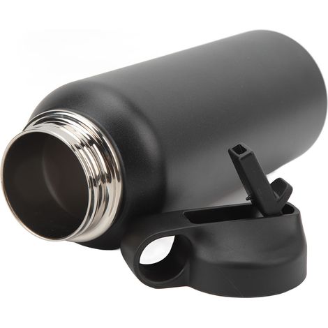 Gourde isotherme de 950 ml (32 oz) en acier inoxydable 304, étanche et avec paille, idéale pour la salle de sport, le vélo et les voyages (noir). (1/5)