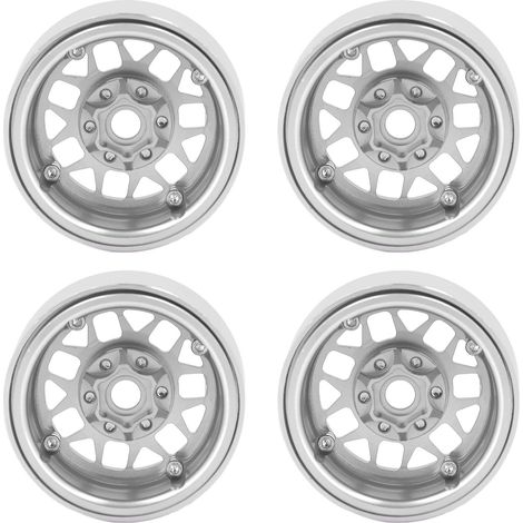 Stück 1,9 Zoll Beadlock-Felgen aus Aluminiumlegierung für Axial SCX10 90046 AXI03007, 1/10 RC Crawler, Silber (1/5)