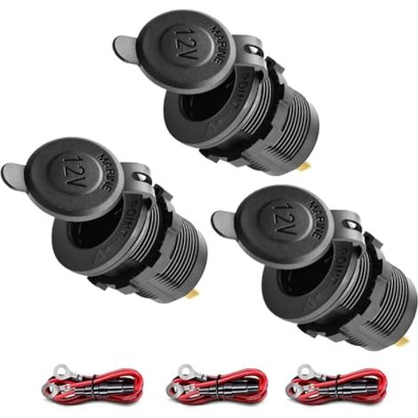 3 Prises Allume-Cigare, Adaptateur Allume Cigare Secteur Imperméable Prise 12v Camping Car étanche pour Bateau, avec câble de raccordement de 0,6 m Fusible Métallique,pour Voiture Marine Moto VTT (1/4)