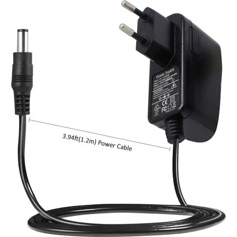 Adaptateur secteur 12V 1A DC pour caméra de sécurité IP/CCTV, cordon d'alimentation AC vers DC, chargeur, sortie DC 12V 1000mA, entrée AC 100V-240V/50 ou 60Hz/0.4A Max, prise UE, noir -DPZO