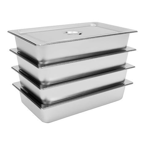 4 pièces Récipients en acier inoxydable Récipients Gastronorm Boîte de conservation Chafing Dish Profond Empilable Meal Prep Boxes Chafing Dish Saladette (1/5)