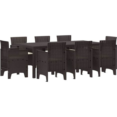 Conjunto de Comedor de Jardín 9 pcs Marrón Ratan Polt vidaXL (1/5)