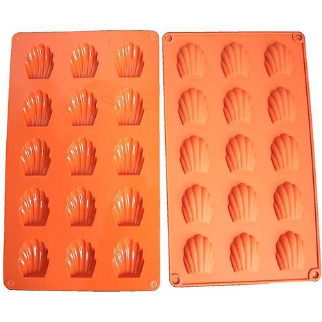 (15 Cavits, Brique Rouge) Mini Moule Madeleine Silicone Set De 2, Anti - Adhsif Moule Madeleine Moule Muffin Au Chocolat Mousse Madeleine (1/5)