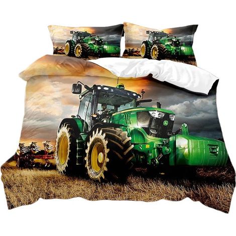 Ensemble de literie pour tracteur, impression 3D, microfibre, noir, vert, rouge, bleu et marron. ZQ90934-228X228cm ensemble trois pièces (1/2)