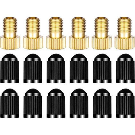 BEBUSINGOTO 18 adaptadores de válvula Presta de latón para convertir válvulas Presta en válvulas Schrader e inflar neumáticos con una bomba de bicicleta estándar o un compresor de aire. (1/3)