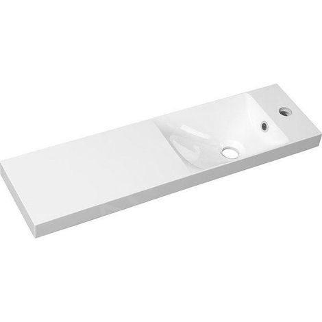 Sapho – Meuble vasque à poser 80x22 cm en marbre coulé – Avec trop-plein et trou pour robinet G/D – AS080 (1/5)