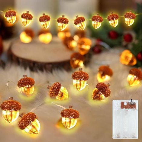 3m Guirlande Lumineuse Gland,Guirlande d'automne,LED Guirlande d'automne, piles Pour Halloween, Fête,Citrouille, Noël Decoration (Orange A) (1/5)
