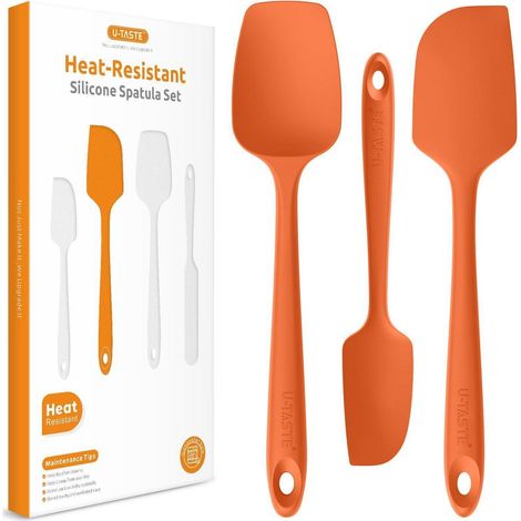 Silikon Teigschaber Set, 3er-Pack, Hitzebeständig bis 315℃, Orange