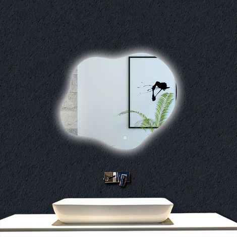 Ocean Miroir Salle de Bain LED en Forme de Nuage, Anti-Buée, 3 Tons et Gradable, 60x50cm, Murale (1/5)