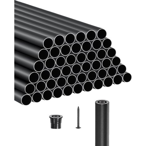 Balaustres metálicos VEVOR, redondos de 3/4" x 32", aluminio, paquete de 101, barandilla hueca negra satinada, 51 piezas - 91,4 cm
