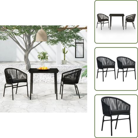 Mobili da esterno - vidaXL Set Mobili da Pranzo per Giardino 3 pz Nero - Tavolo in vetro
