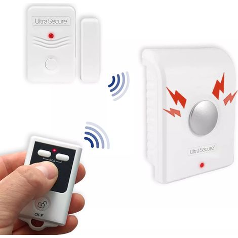 Kit compact autonome sans-fil : Sirène intérieure + détecteur d'ouverture de porte/fenêtre + télécommande (gamme BT) (1/5)