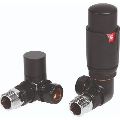 Heatwave Prime Black Corner Thermostatic Radiator Valve Set (1/2)