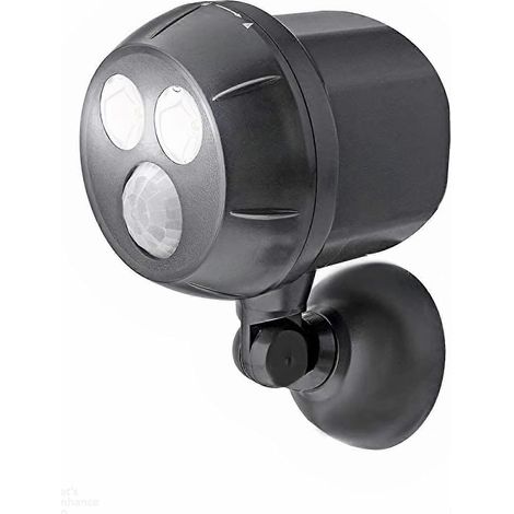 Projecteur LED extérieur à détecteur de mouvement, alimenté par batterie, sans fil, 1000 lumens, tête rotative à 360°, applique murale