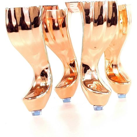 Pieds de meuble réglables avec 4 pieds métalliques de style Queen Anne, pieds décoratifs, hauteur 140 mm, blancs, autobloquants, de remplacement pour canapés, chaises, tabourets, armoires. Cuivre. (1/5)