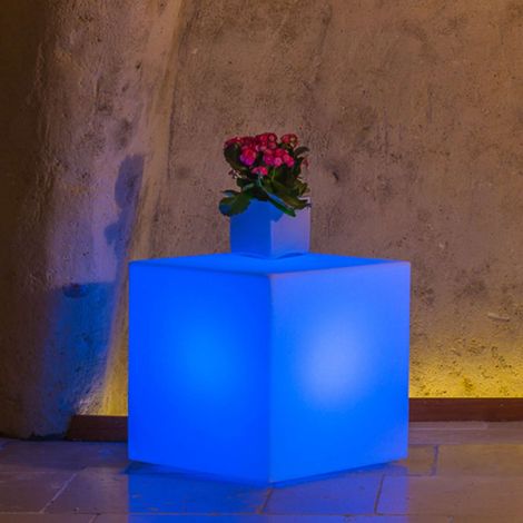 Lampe carré en résine h 40 Lampe Blanche 40x40 cm mod. Cube lampe bleue (1/5)